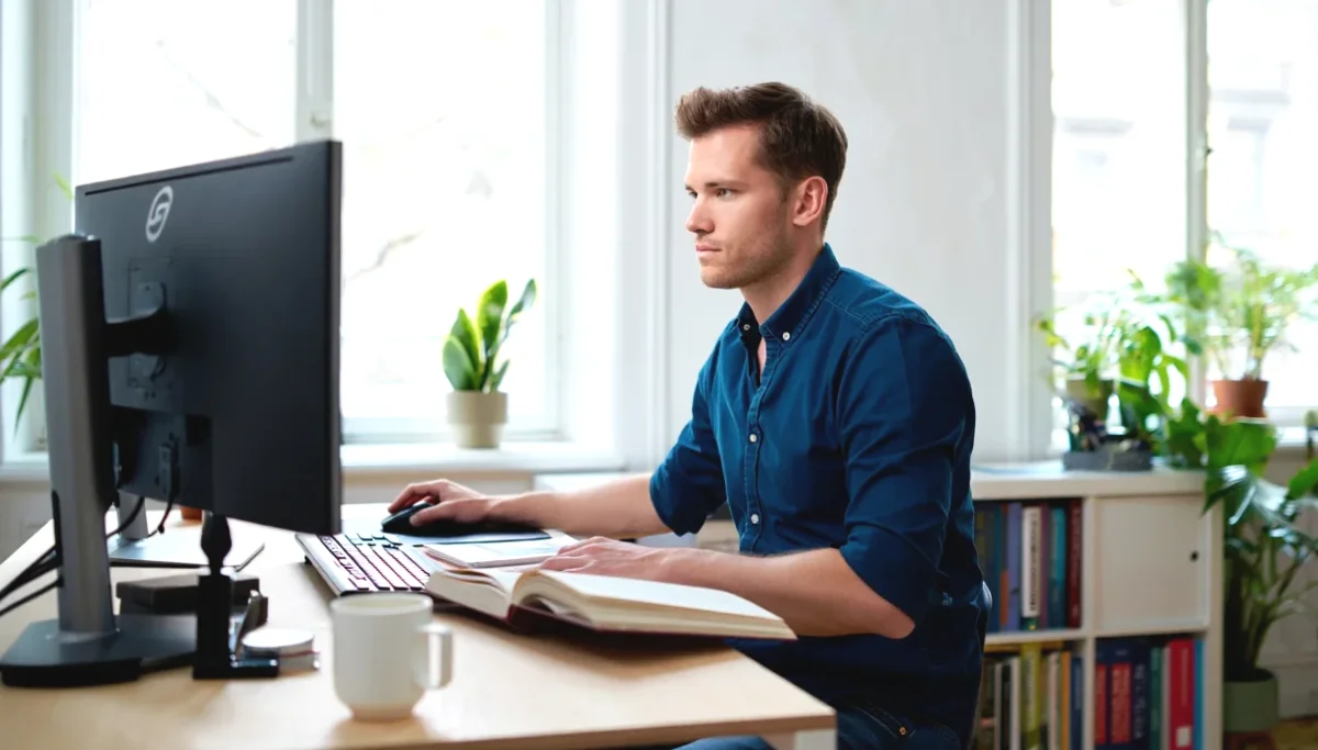 Onlineredakteur bei der Arbeit im Büro