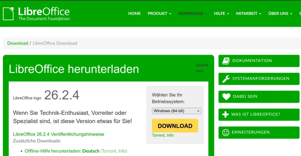Libreoffice Texteditor gratis