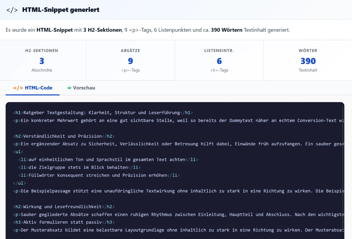 Beispiel HTML-Lorem Ipsum