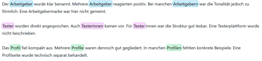 Beispiel Analyse mit lammatisiert